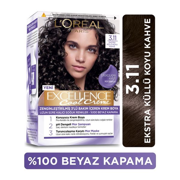 L’oréal Paris Excellence Cool Creme Saç Boyası – 3.11 Ekstra Küllü Koyu Kahve
