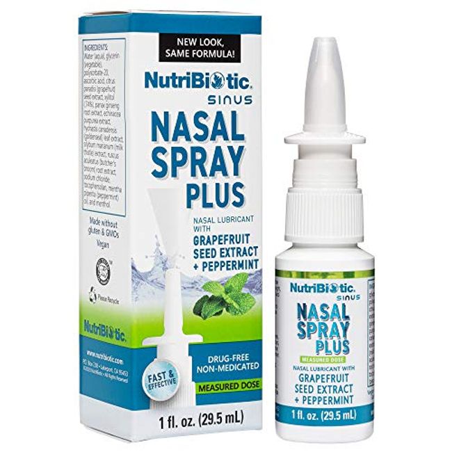 NutriBiotic Nasal Spray Plus 1 Fl Oz | Nasal Lubricant Plus GSE, Xylitol & Botanical Extracts | Moisturize & Help Flush Irritants from Nasal Passages | Measured Dose Pump | Drug-Free & Non-Medicated