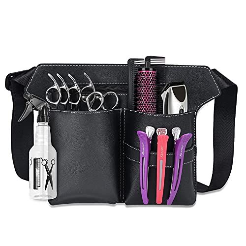 Noverlife Scissor Bag, Barber PU Leather Waist Pouch, Professional Hairdressing Shears Comb Holster with Waist Belt, Hairstylist Salon Spa Case for hairdressers