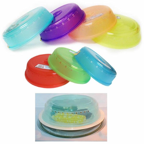 2 pc Microwave Plate Covers Colors Plastic Steam Vent Splatter Lid 10" Food Dish