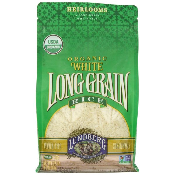 Lundberg Family Farms - Organic White Long Grain Rice, Subtle Flavor, Remains Separate When Cooked, Pantry Staple, Gluten-Free, Non-GMO, USDA Certified Organic, Vegan, Kosher (32 oz)