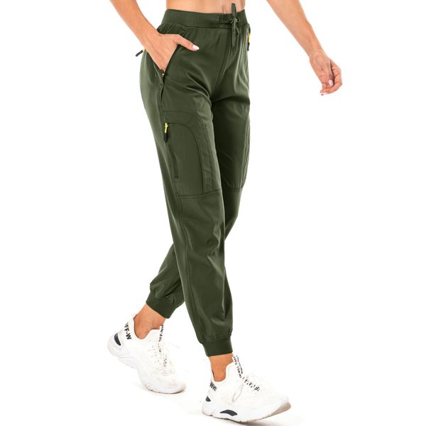 Women's Cargo Joggers Lightweight Quick Dry Hiking Trousers Outdoor Casual Workout Running Walking Pants (2066,Army Green,XS)