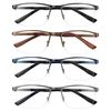 JOLISU 4 Pack Reading Glasses Men, Blue Light Blocking Computer Half Frame Metal Readers Spring Hinge Eyeglasses +1.50