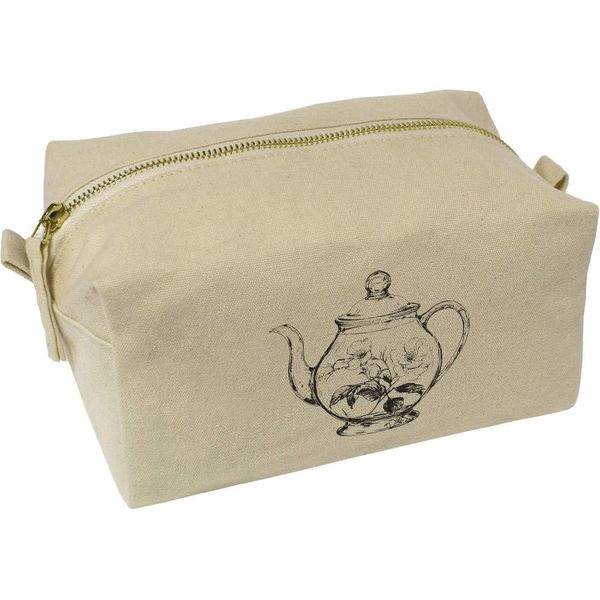 'Floral Teapot' Canvas Wash Bag/Makeup Case (CS00043026)