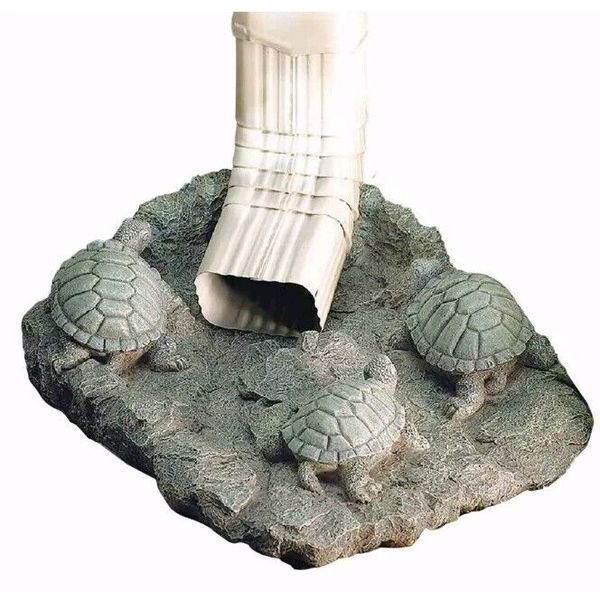 Adorable Decorative Stone Resin Turtle Splash Block Gutter Downspout