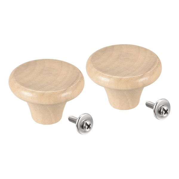 uxcell Universal Pot Lid Knobs Wood Replacement Knobs for 45x29mm Pan Lid 2pcs