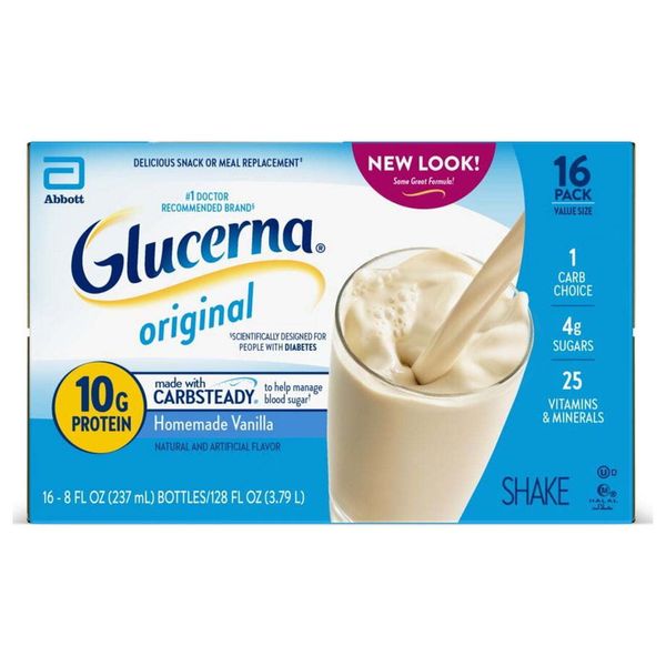 Glucerna Original Diabetic Protein Shake Homemade Vanilla 8 Fl Oz Bottle 16Count