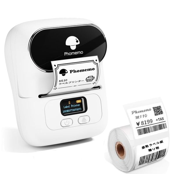 Phomemo M110 Thermal Label Printer, Smartphone and PC Compatible, Label Writer, Price Tag Printer, Commercial Printer, Label Maker, Label Printer, Thermal Printer for Labels, Seal Printer, Barcode