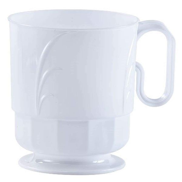 40 Pack Lillian Plastic Table settings Elegance Coffee White Mug Pearl 8 oz