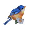 Bluebird - Facing Right - White Flowers - Natural Bird - Embroidered Iron on Patch