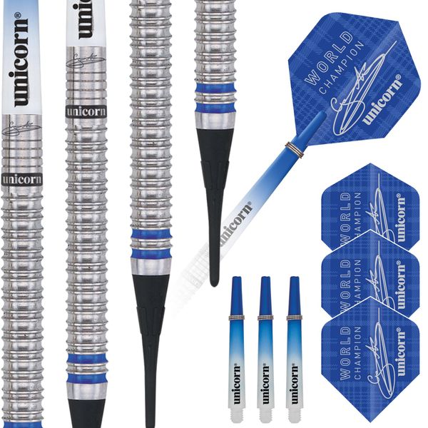 Unicorn 2019 Edition-Gary Anderson World Champion Soft Tip Darts Dartpfeile mit weicher Spitze, blau, 20 g