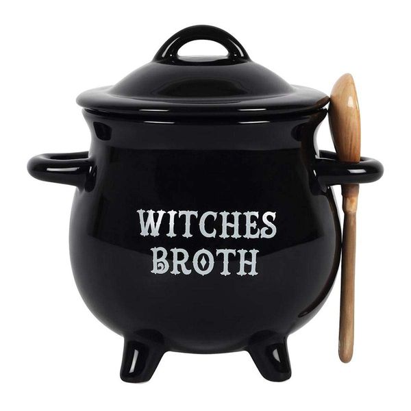 something different Witches Broth Cauldron Soup Bowl with Broom Spoon (9/18)