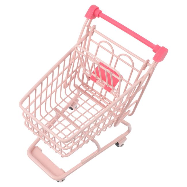 TOYANDONA Grocery Cart Mini Supermarket Handcart Plastic Metal Shopping Cart Toy Kids Shopping Trolley for Pretend Play (Pink) Shopping Cart