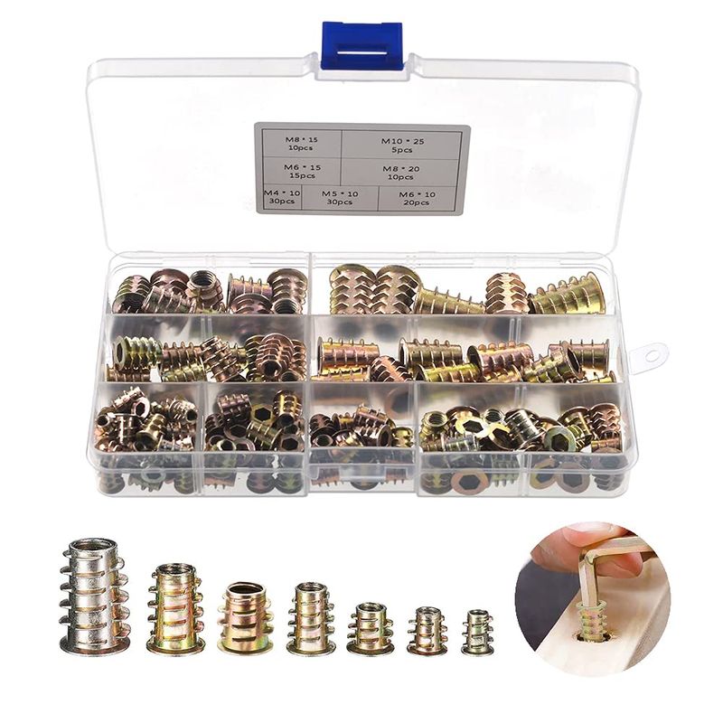YIXISI 120 PCS Zinc Alloy Hex Socket Screw-in Nuts Kit, Furniture Hex ...
