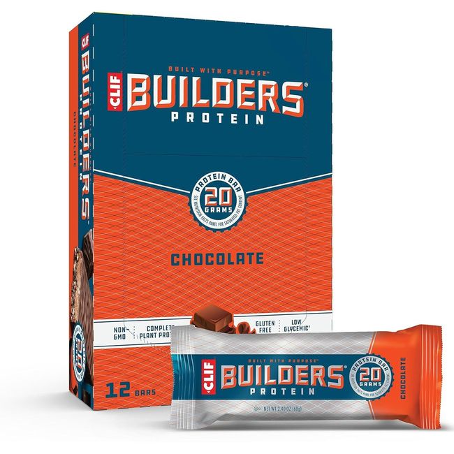 CLIF BUILDERS - Protein Bars - Chocolate - 20g Protein (2.4 Ounce, 12 Count)