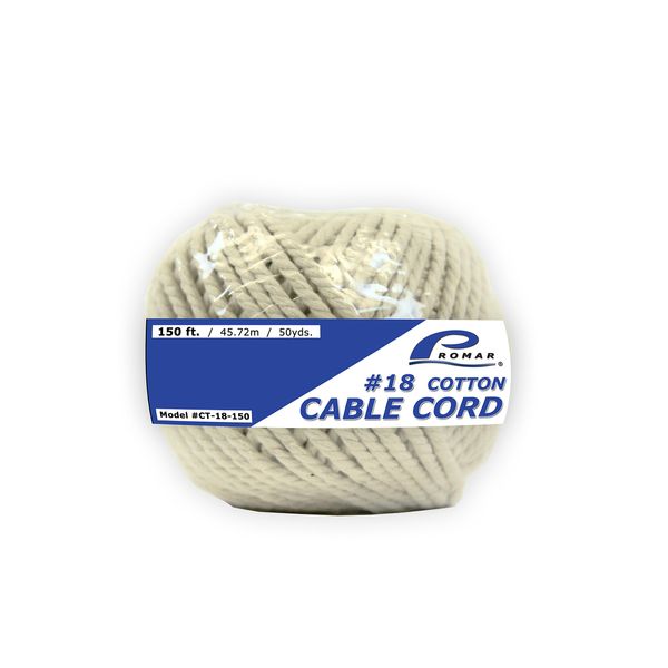Promar CT-18-150 Cotton Cable Cord, White
