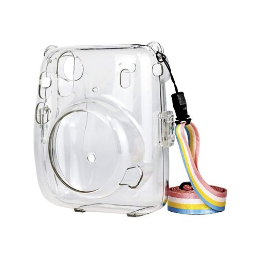 EpicGadget Case for Fujifilm Instax Mini 11 - Clear Hard PVC Protective and Portable Camera Cover with Detachable Adjustable Shoulder Strap