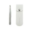 COZENTA Tweezers, Precision, Flat, Beard, Eyebrow, Square Plug, Genuine Leather Storage Case (Flat Mouth)