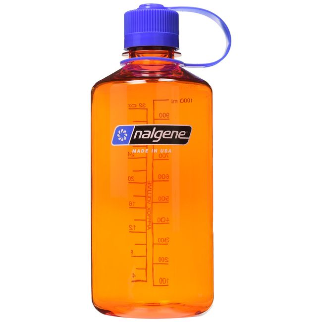 Nalgene Tritan Narrow Mouth BPA-Free Water Bottle, Orange w/Blue Cap, 32 oz