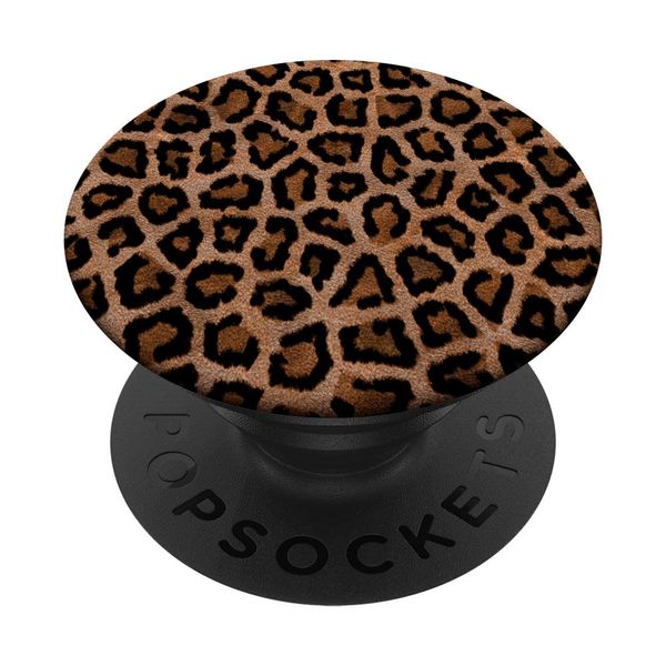 Cell Phone Button Holder Pop Out Knob Brown Leopard Print PopSockets Adhesive PopGrip