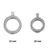 Quiges Silver Plated Copper Interchangeable Coin Holder Pendant 33mm Large with Crystal Ring