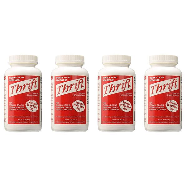 Thrift T-100 Alkaline Based 1-Pound Granular Drain Cleaner (4-(Pack))