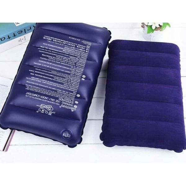 TTOA - Inflatable Travel Pillow | Rectangle Shape Navy Pillow | Size 45 x 30 cm