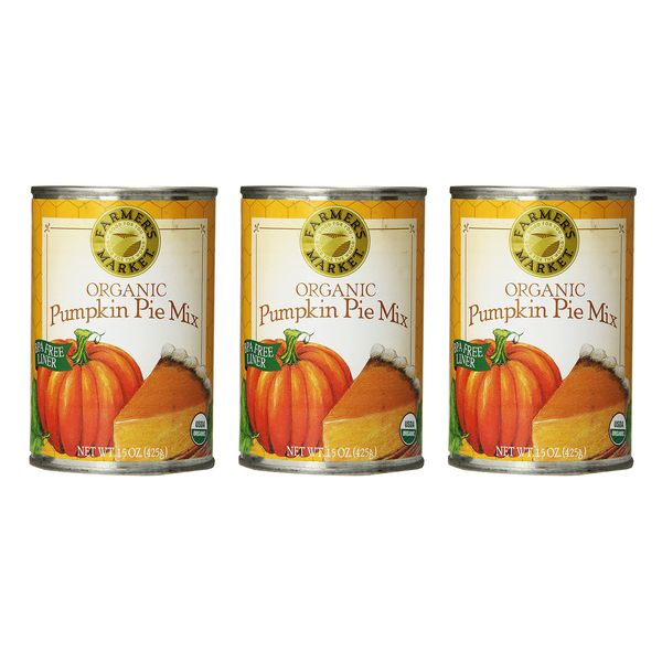 Farmer's Market Organic Canned Pumpkin Pie Mix, 15-Ounce Cans (Pack of 3)