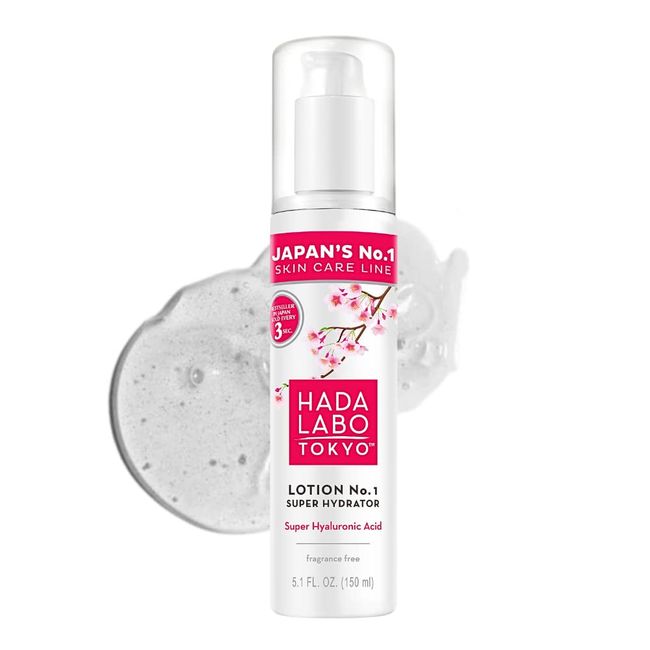 Hada Labo Tokyo - Super Hydrator Lotion with 3 types of Hyaluronic Acid, Lightweight Gel, Super HA, Age 18-30, 150ml bottle (Pack of 1)