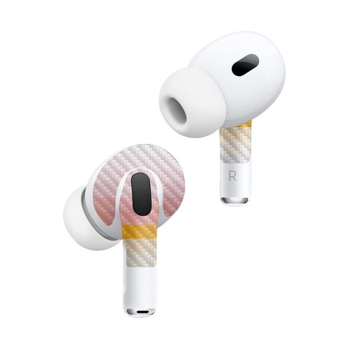 MightySkins Carbon Fiber (2 Pack) Skins Compatible with Apple AirPods Pro 2 - Horizon Stripes | Protective, Durable Textured Carbon Fiber Finish | Easy to Apply and Change Styles | Made in The USA