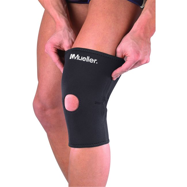 Mueller Sports Support Knee Sleeve Open Patella - Black, Medium