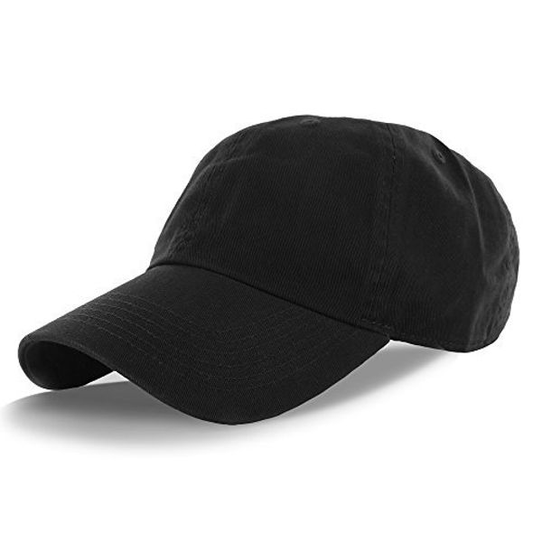 Plain 100% Cotton Hat Men Women Adjustable Baseball Cap (30+ Colors) Black One Size