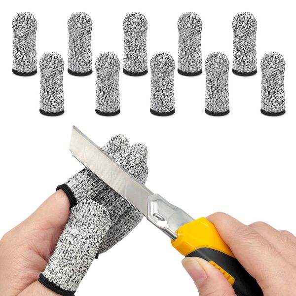 10pcs Breathable Cut Resistant Finger Cots Protection Reusable Durable Non Slip Finger Thumb for Work Kitchen Garden Sculpture (Grey)