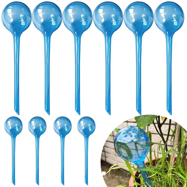 Plant Watering Globes, 10pcs Plastic Plant Automatic Water Bulbs Flower Self Feeder Balls Irrigation Device Auto Waterer Planter Insert Stakes for Indoor Outdoor Garden Potted While Away on Vacation