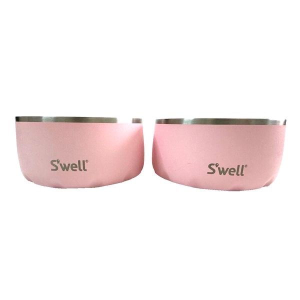 S’well Stainless Steel Pet Bowls Dog Cat Two Pink 16oz For Small To Medium Pets