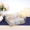 TOLIDA Square Glass Napkin Holder - Metal Glass Napkin Holder with Mirrored Bottom for Tabletop Dinner, Wedding Party, Multi-Functional Storage Holder