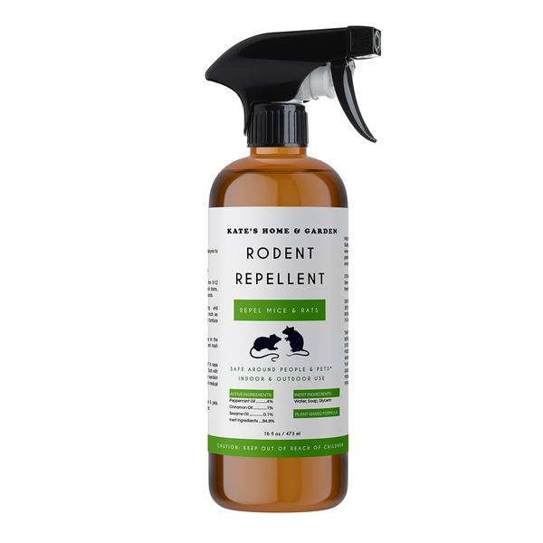 Peppermint Oil Rodent Repellent Spray (16oz) from Kate Naturals. Mice Repellent with Peppermint Oil to Repel Mice and Rats. Non-Toxic Peppermint Spray for Rodents, Raccoons Outdoors. Made in USA