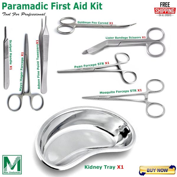 Medical Suture Plaster Kit Trauma First Aid Instruments Scissors Forceps Tray