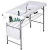 Portable Folding Fish Cleaning Table Camping Table w/ Faucet Hose Grid Rack