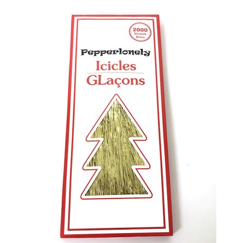 PEPPERLONELY 2000 Strands Icicles Tinsel Tree Christmas Decorations, Gold