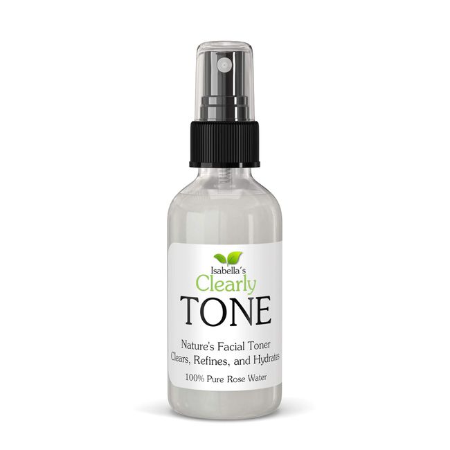 Isabella's Clearly TONE Pure Rosewater Facial Toner | Alcohol Free Hydrating Face Spray in Glass Bottle | Moisturize and Tone with Pure Natural Rose Petal | Made in USA