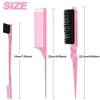 Qufiiry 3 Pcs Slick Back Hair Brush, Edges Brush, Slick Brush Set, Back Combing Brushes, Teasing Brush, Backcombing Brush, For Women Hair Salon Hair Slicking, Pink