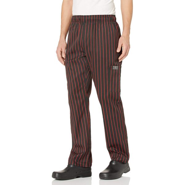 Chef Code unisex adult Chefs Pants, Chalkstripe Red, Large US