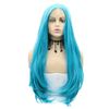 Blue Lace Front Wig Long Light Blue Full Lace Wig Natural Hairline Realistic Pastel Blue Wigs for Women Glueless Heat Resistant Fiber Hair Drag Queen