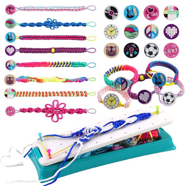 Motiloo Friendship Bracelet Making Kit for Girls - Arts and Crafts Toy, DIY Birthday Gift for Kids, Ages 7-12, Travel Activity and Party Supply with Bracelet String Maker