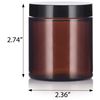 4 oz Amber Glass Straight Sided Empty Jar with Black Smooth Lid (3 pack)