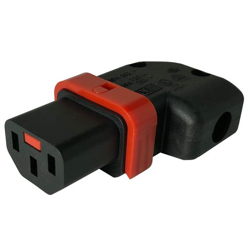 IEC Lock+ PA130100RBK Right or Left Angle The World's First Locking Rewireable IEC320-C13 Connectors No More Accidental Unplugging or Disconnections (Left/Right)