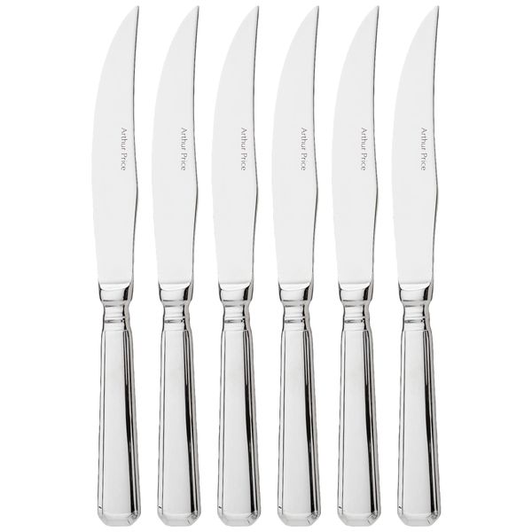 Arthur Price Classic Grecian Set of 6 Steak Knives, Silver