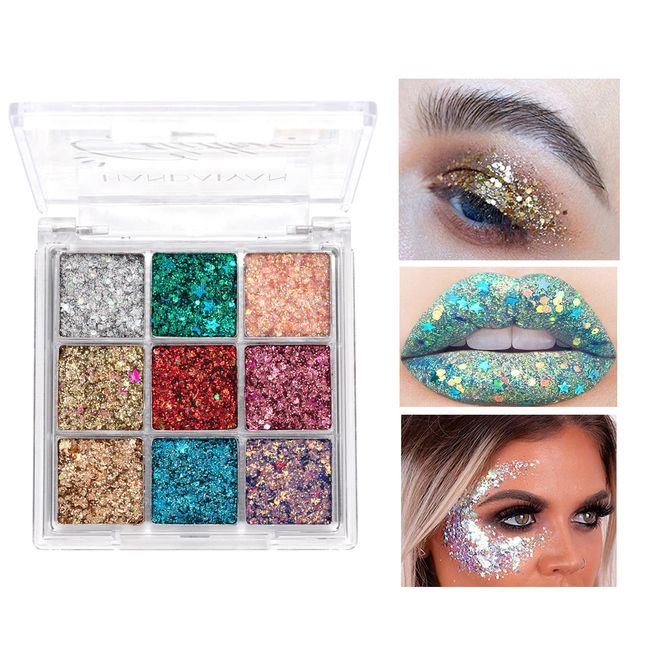 9 Farben Lidschatten, Glitter Lidschatten Palette Shimmer Ultra Pigmented, Shining Lidschatten Perlglanz-Make-up Hochpigmentierter Schimmer Matt Glitter, Make-up-Palette, langlebig, wasserdicht (03)