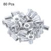 uxcell #10-24 Rivet Nuts Aluminium Alloy Knurled Flat Head Threaded Insert Nut Silver 80pcs